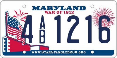MD license plate 4AB1216