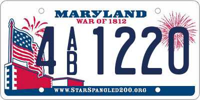 MD license plate 4AB1220