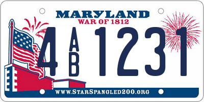 MD license plate 4AB1231