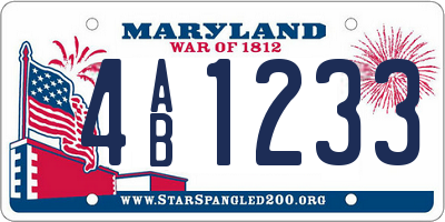 MD license plate 4AB1233