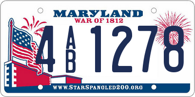 MD license plate 4AB1278
