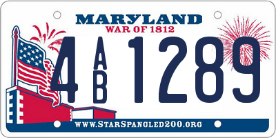 MD license plate 4AB1289