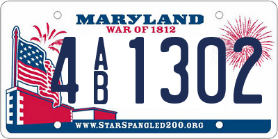 MD license plate 4AB1302