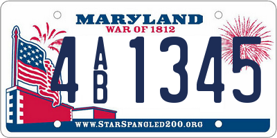 MD license plate 4AB1345