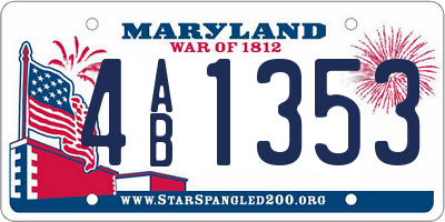 MD license plate 4AB1353