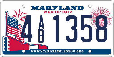 MD license plate 4AB1358