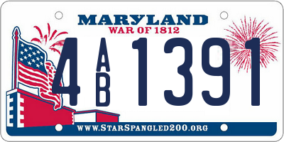 MD license plate 4AB1391
