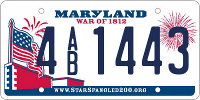 MD license plate 4AB1443