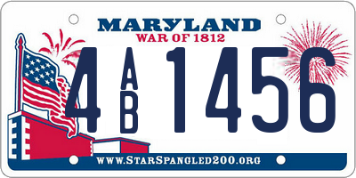 MD license plate 4AB1456