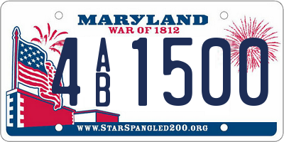 MD license plate 4AB1500