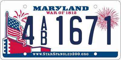 MD license plate 4AB1671