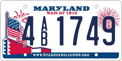 MD license plate 4AB1749