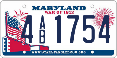 MD license plate 4AB1754