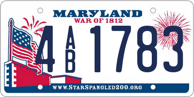 MD license plate 4AB1783
