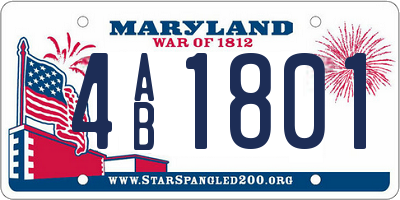 MD license plate 4AB1801
