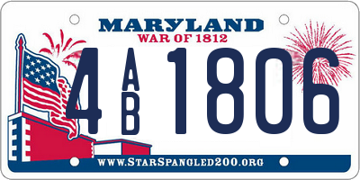 MD license plate 4AB1806