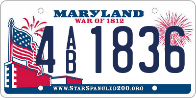 MD license plate 4AB1836