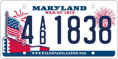 MD license plate 4AB1838
