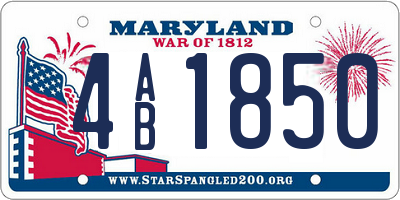 MD license plate 4AB1850