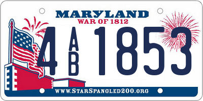 MD license plate 4AB1853