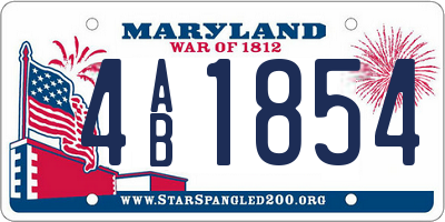 MD license plate 4AB1854