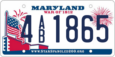 MD license plate 4AB1865