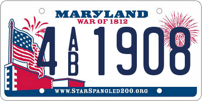 MD license plate 4AB1908