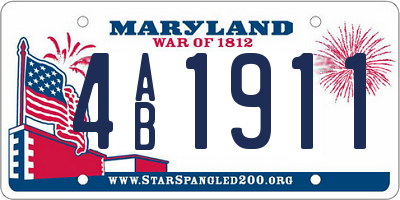 MD license plate 4AB1911