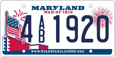MD license plate 4AB1920