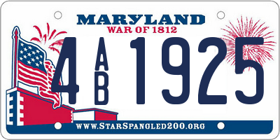 MD license plate 4AB1925