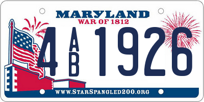 MD license plate 4AB1926