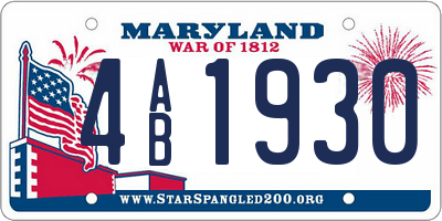 MD license plate 4AB1930