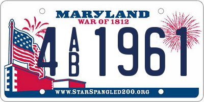 MD license plate 4AB1961