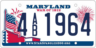 MD license plate 4AB1964