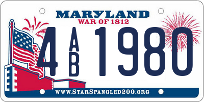 MD license plate 4AB1980