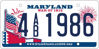 MD license plate 4AB1986