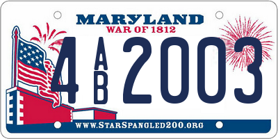 MD license plate 4AB2003
