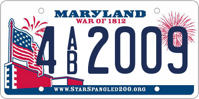 MD license plate 4AB2009
