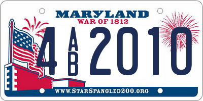 MD license plate 4AB2010