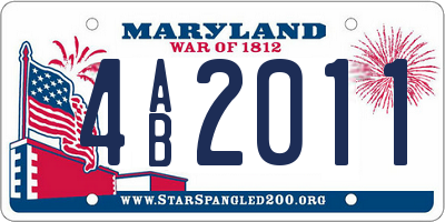 MD license plate 4AB2011