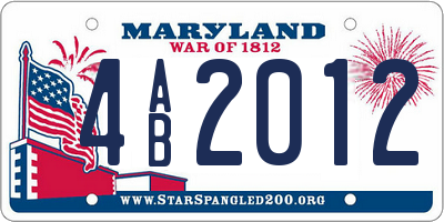 MD license plate 4AB2012