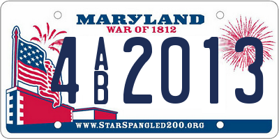 MD license plate 4AB2013