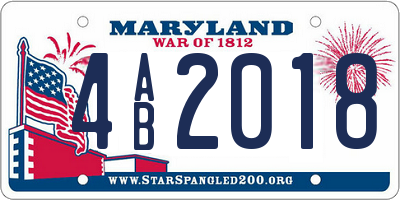 MD license plate 4AB2018