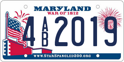 MD license plate 4AB2019