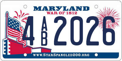 MD license plate 4AB2026