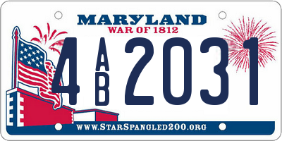 MD license plate 4AB2031