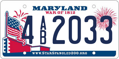 MD license plate 4AB2033