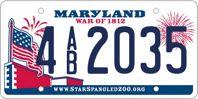 MD license plate 4AB2035
