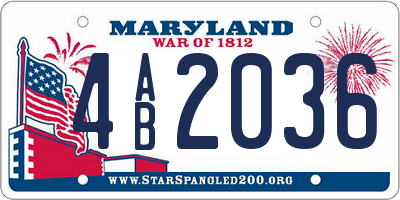 MD license plate 4AB2036