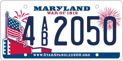 MD license plate 4AB2050